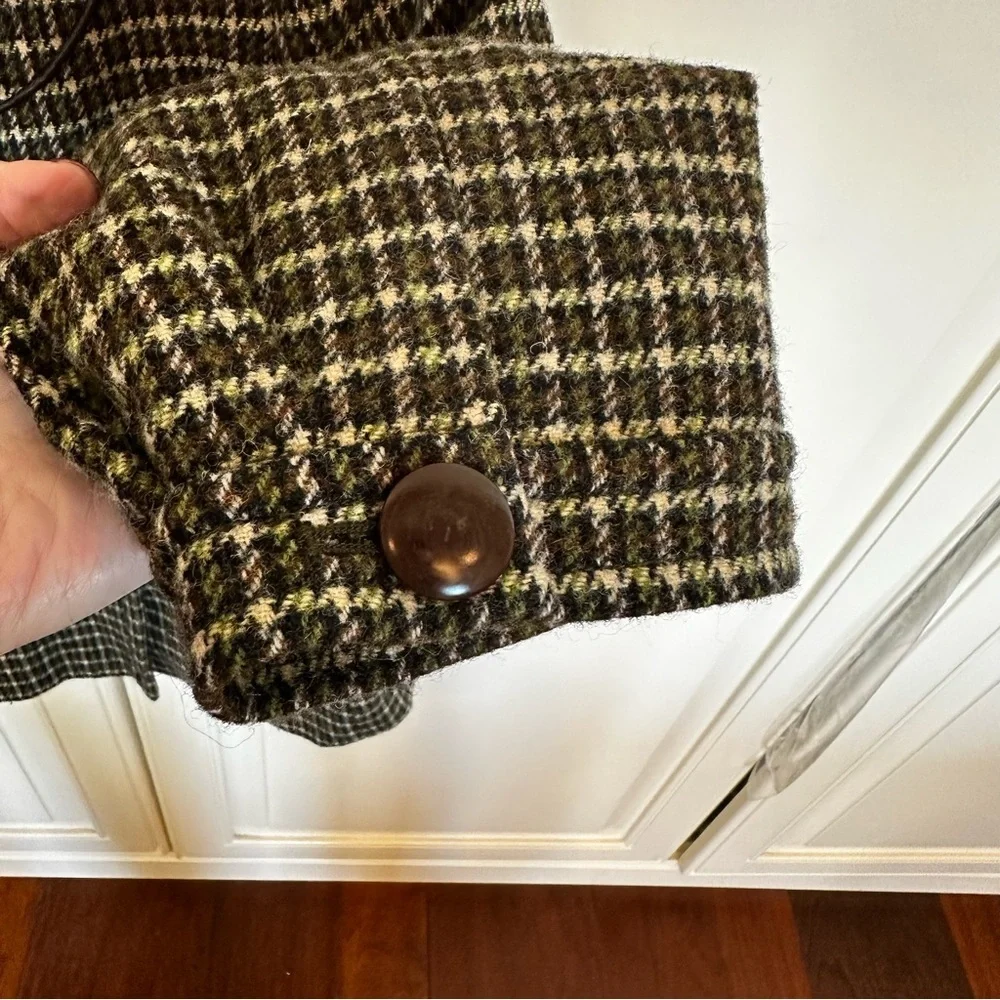 J.Crew Women’s Plaid Wool Cropped Green Blazer Lined Jacket Office Business Wear